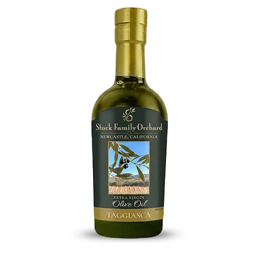 Official Stock Family Orchard Taggiasca extra virgin olive oil bottle with complete front label